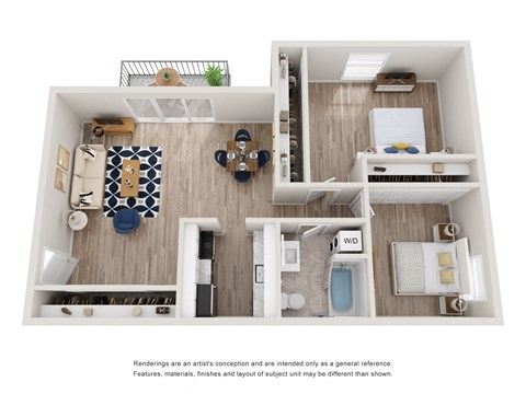 Floor plan for 2 beds, 1 bath, 900 sqft